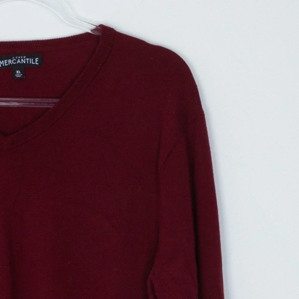 J. Crew Mens Wool‎ Blend V-Neck Sweater Size XL Red Preppy Office Professional